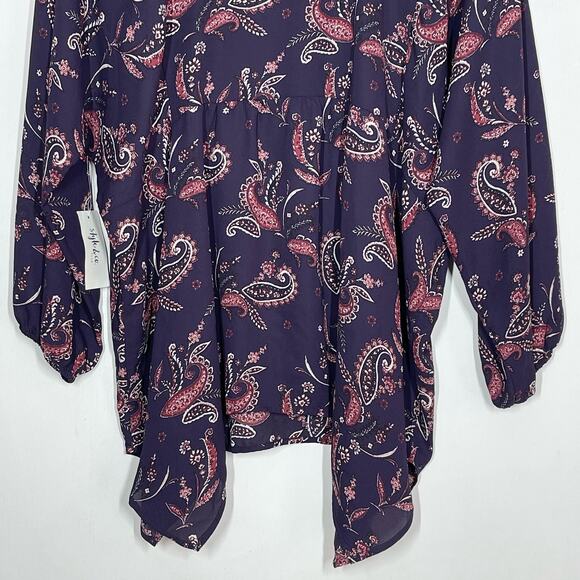 NEW Style & Co Blouse Women's Plus Size 2X Purple Grape Paisley Core Boho - Picture 7 of 11